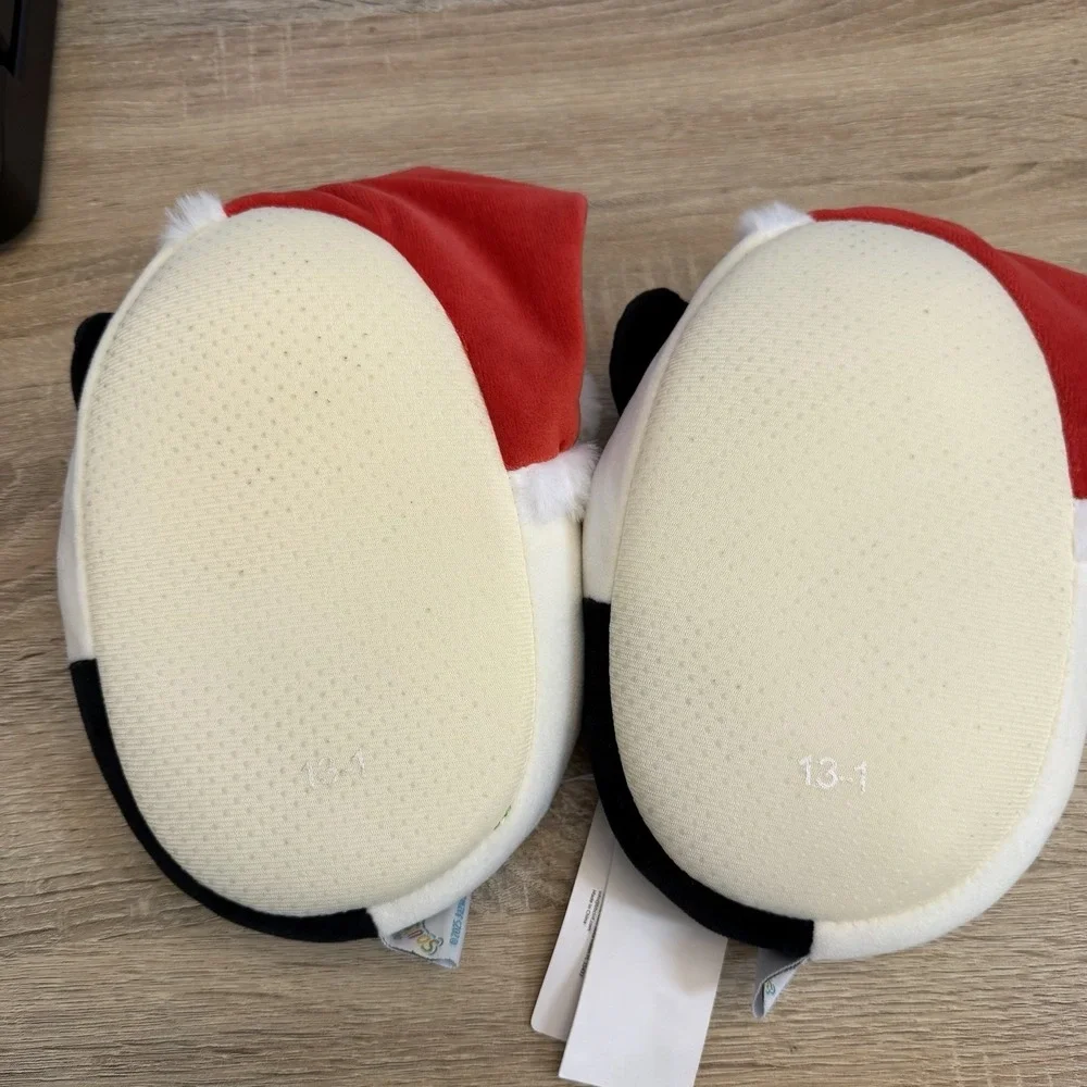 Squishmallows Christmas Cat Slippers Santa Hat Kids Size 13-1 NWT Plush